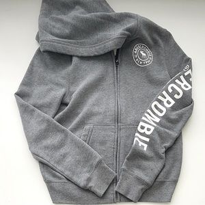 Gray Abercrombie zip up hoodie size kids 11/12